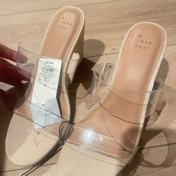 a new day Tan Clear-Strap Wedge Mules - Picture 3 of 7